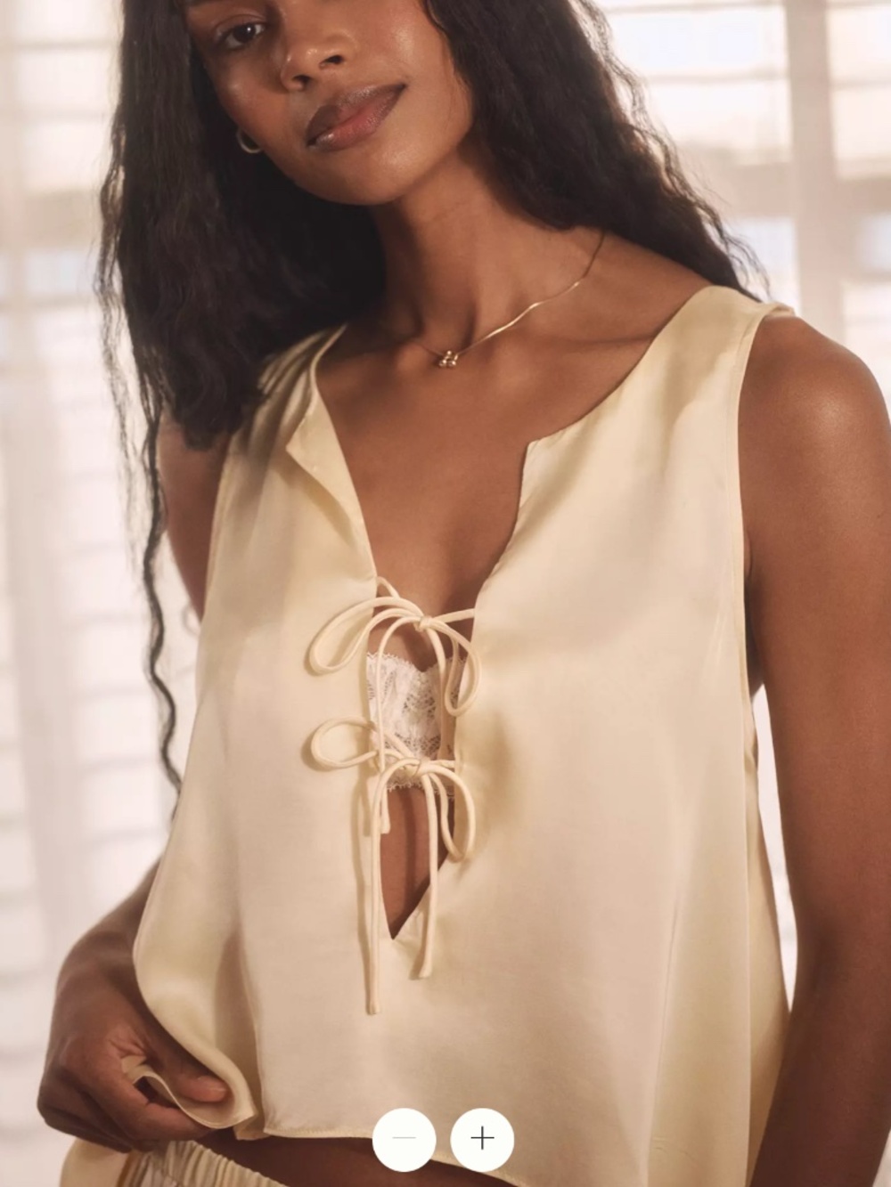By Anthropologie Front-Tie Silky Tank Top